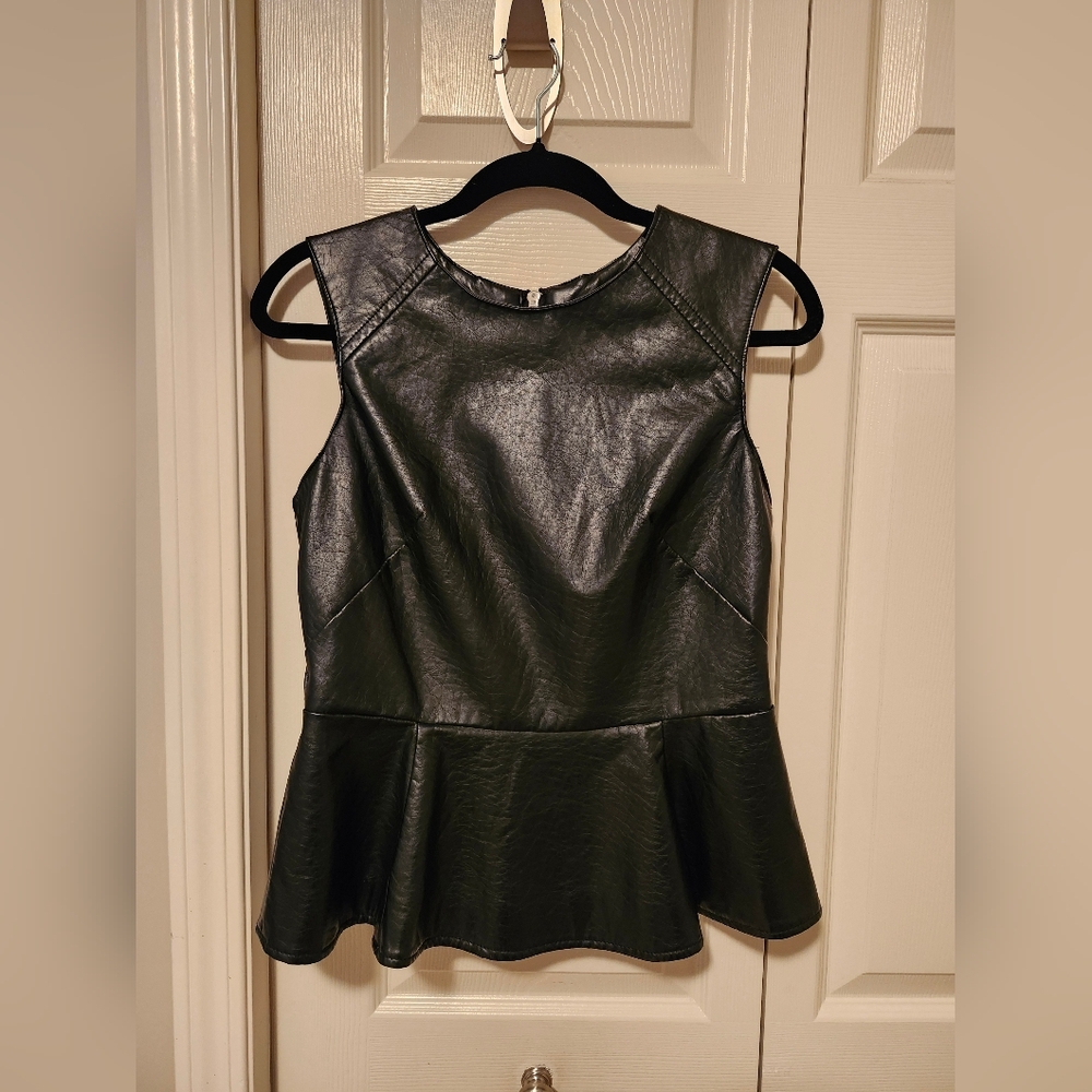 Faux Leather Peplum Top
